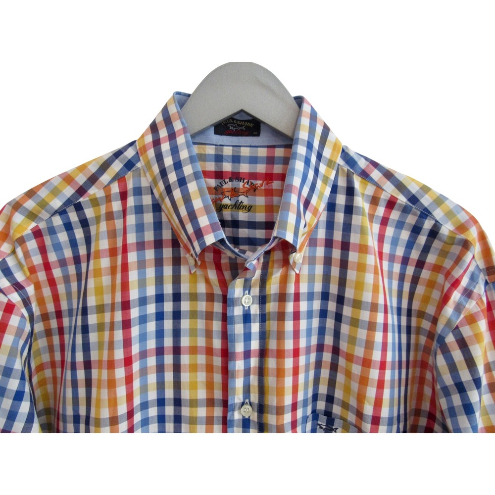 Paul & Shark Yachting Mens 44 Multicolor Plaid Button Up Shirt Italy